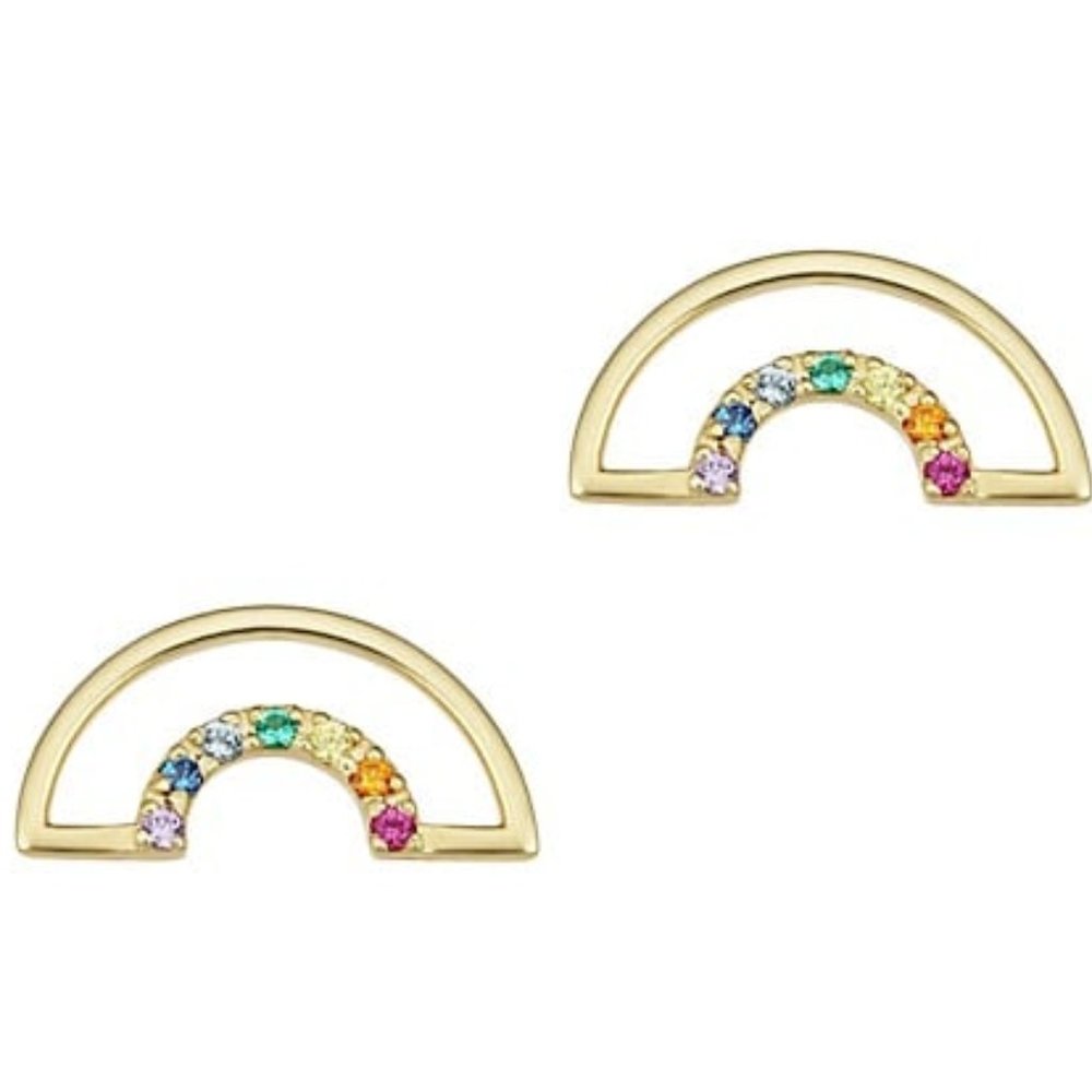 24 k gold Rainbow necklace and earrings.  Semi precious stones.